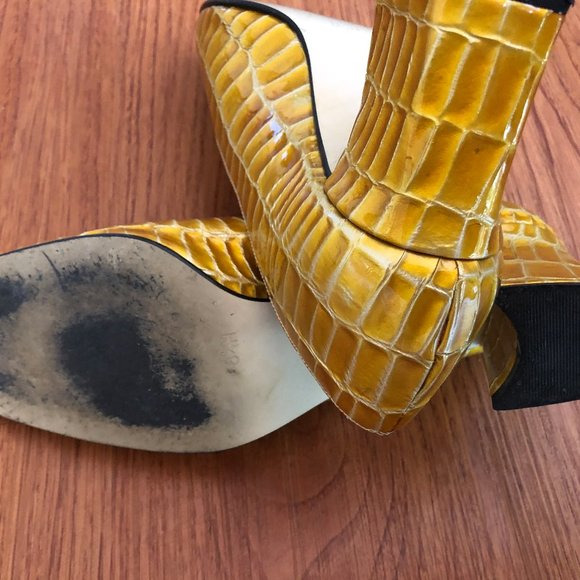Cara Molina Yellow croc faux square toes & heels - Picture 5 of 7